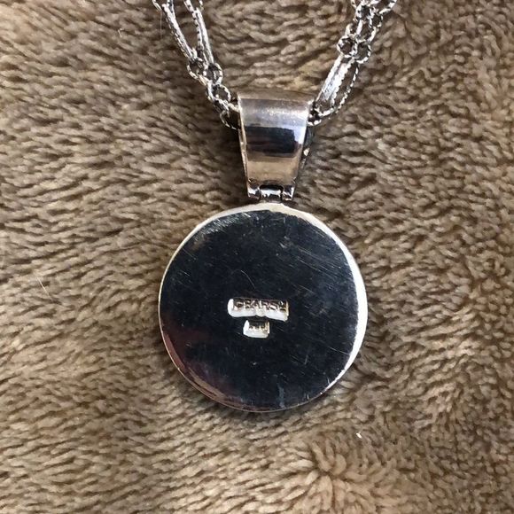 BARSE Sterling Silver Agate Pendant w/ Triple Strand Open Link Necklace NWT - Picture 2 of 8